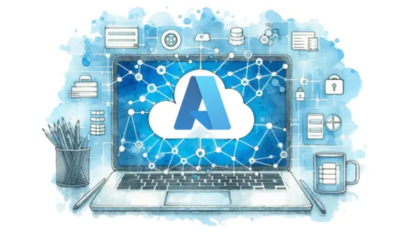 Laptop displaying Azure logo