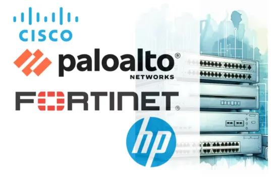 Modern firewall and network switches stacked