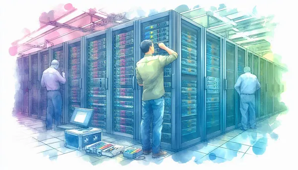 Technicians in datacenter
